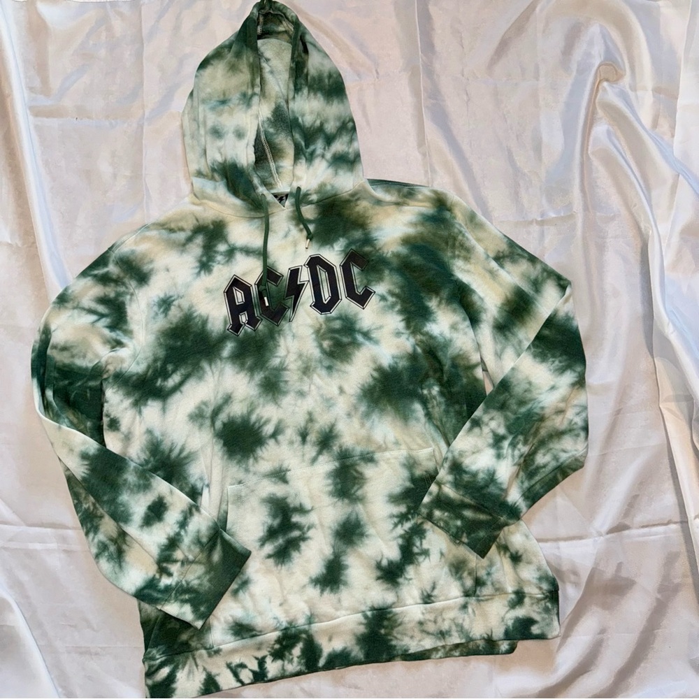 AC/DC Band Green White Tie-Dye Men's 2XL Sweatshirt‎ Hoodie Rock Hippie Unisex - Picture 3 of 7